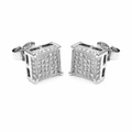 Micro Pave Square Sterling Silver Studs