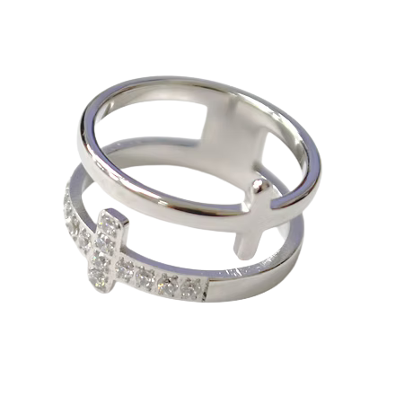 Double Cross CZ Ring