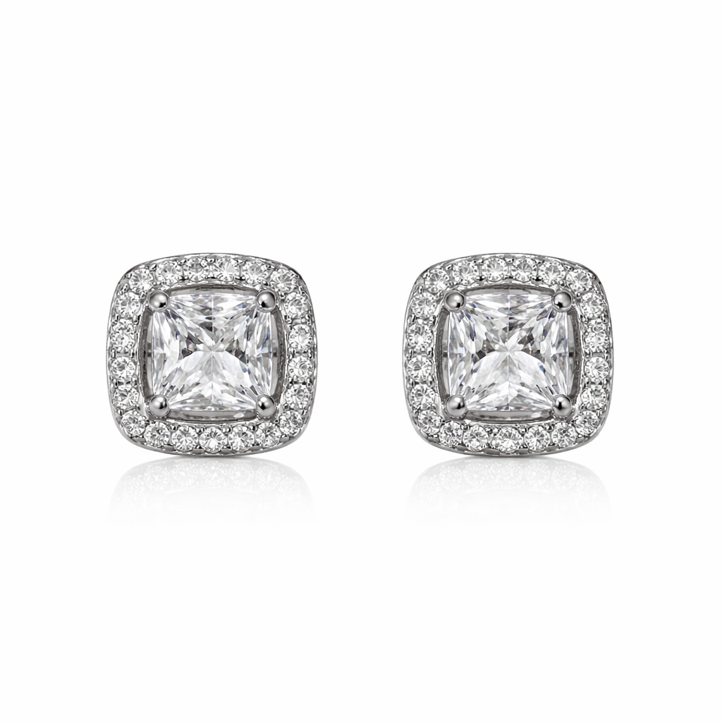 Cluster Studs Sterling Silver CZ