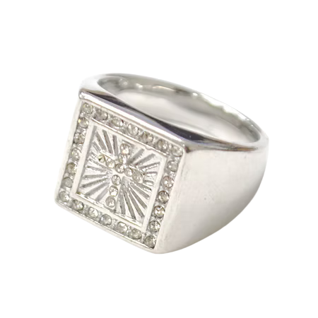 Silver Diamond Cross Ring