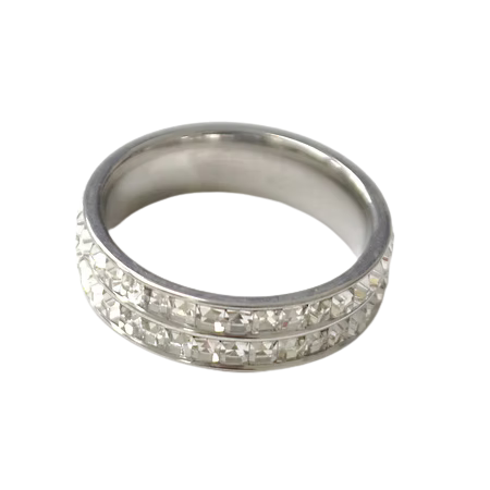 Double Diamond Silver Ring