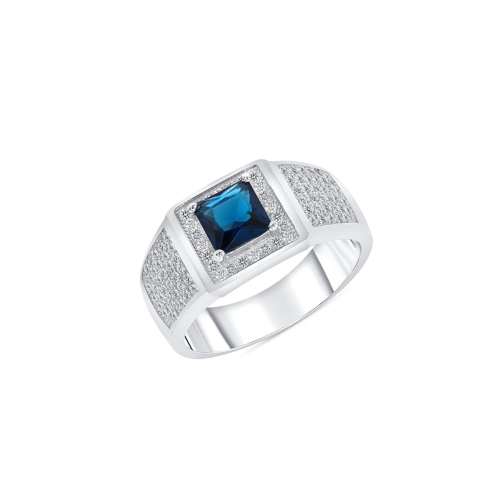 Blue Cubic Zirconia Square Silver