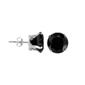 Black Round Diamond  Sterling Silver Studs