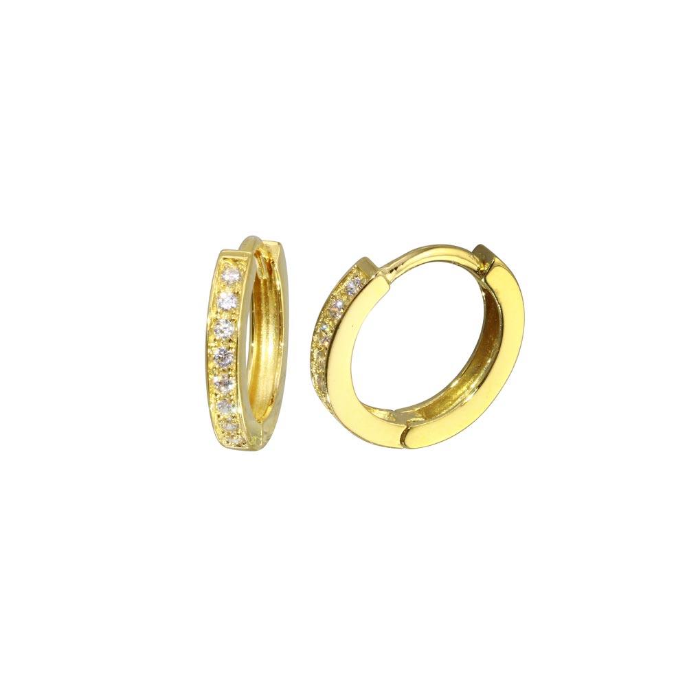 Gold Plated Sterling Silver CZ Hoop Huggie Earring