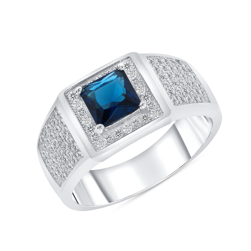 Blue Cubic Zirconia Square Silver