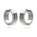 Mens Ribbed Stainless Steel Hoops