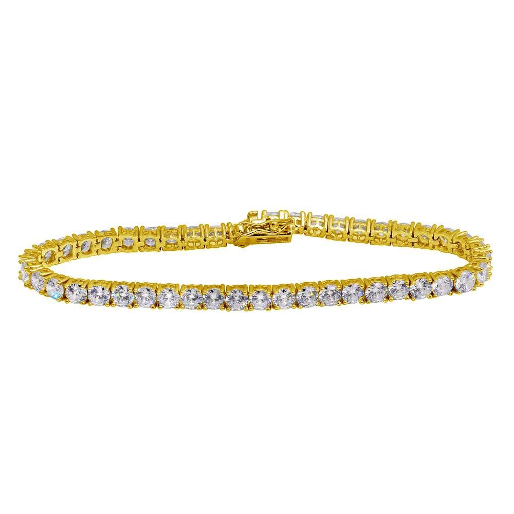 Gold Tennis Bracelet 925 Sterling Silver Plated