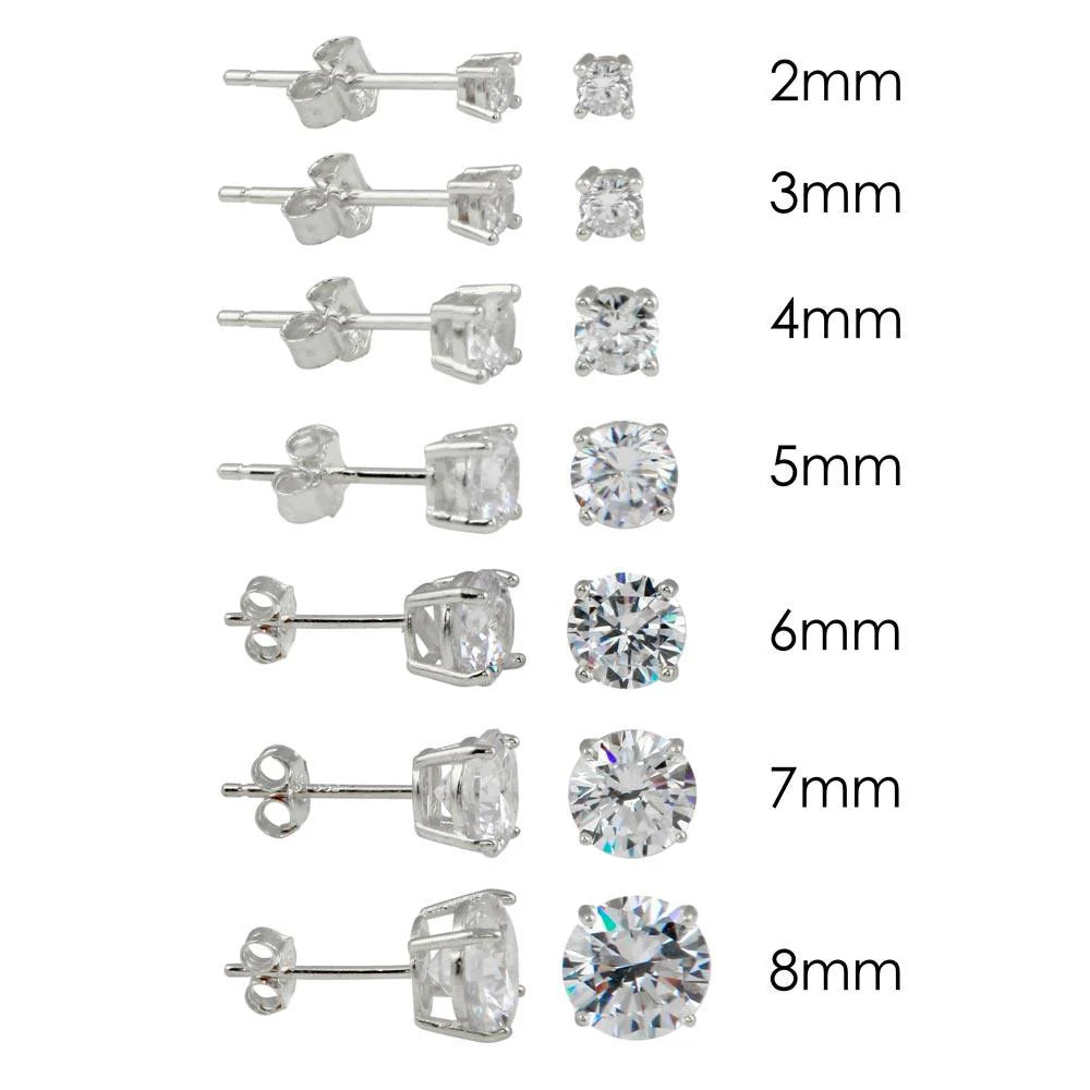Round Diamond Sterling Silver Studs