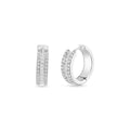 Baguette CZ Diamond Mens Silver Huggie Hoops