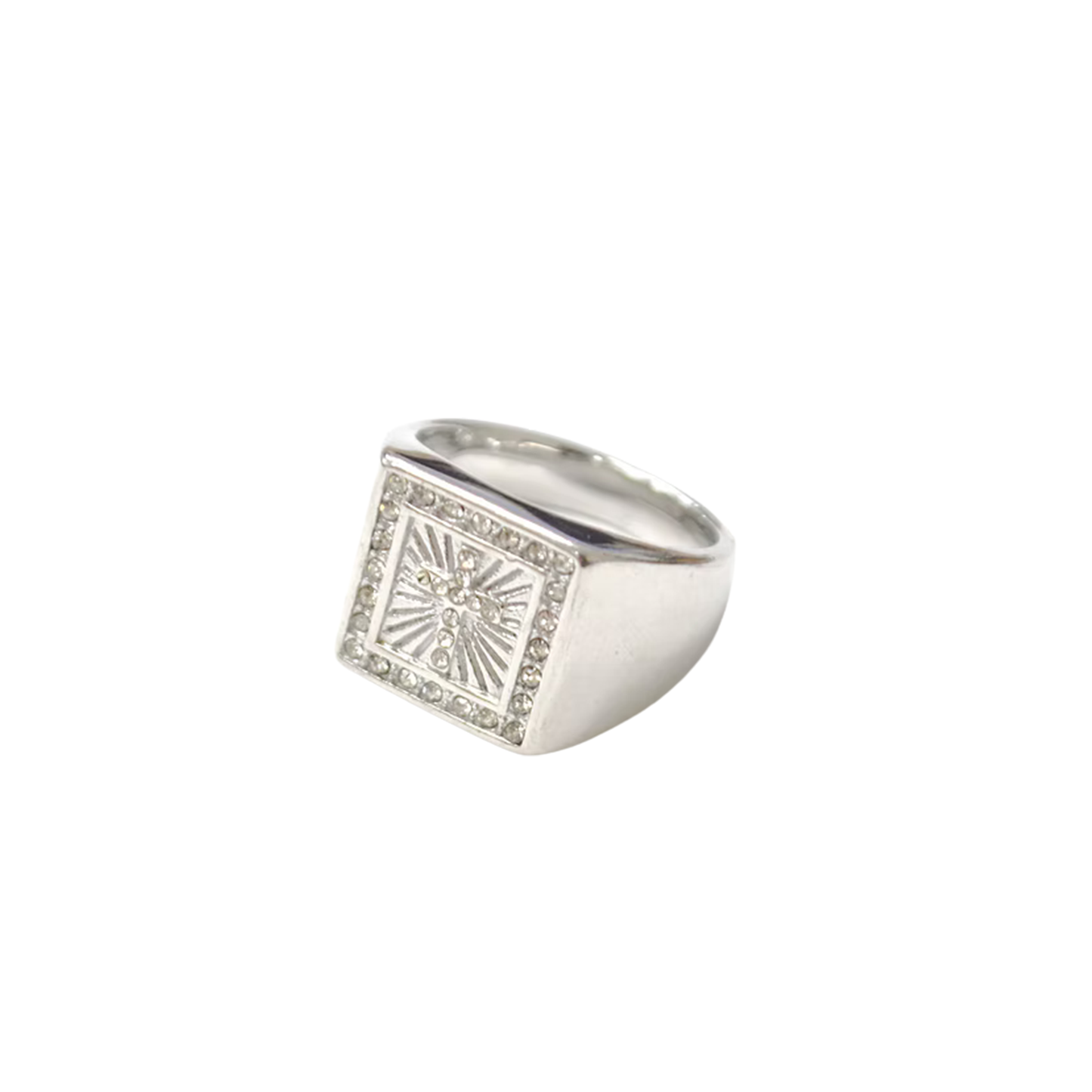 Silver Diamond Cross Ring