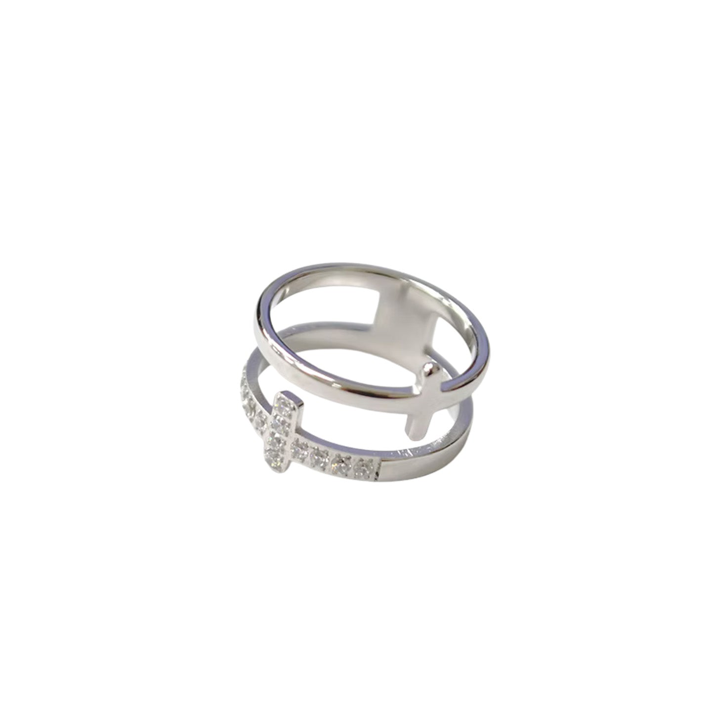 Double Cross CZ Ring