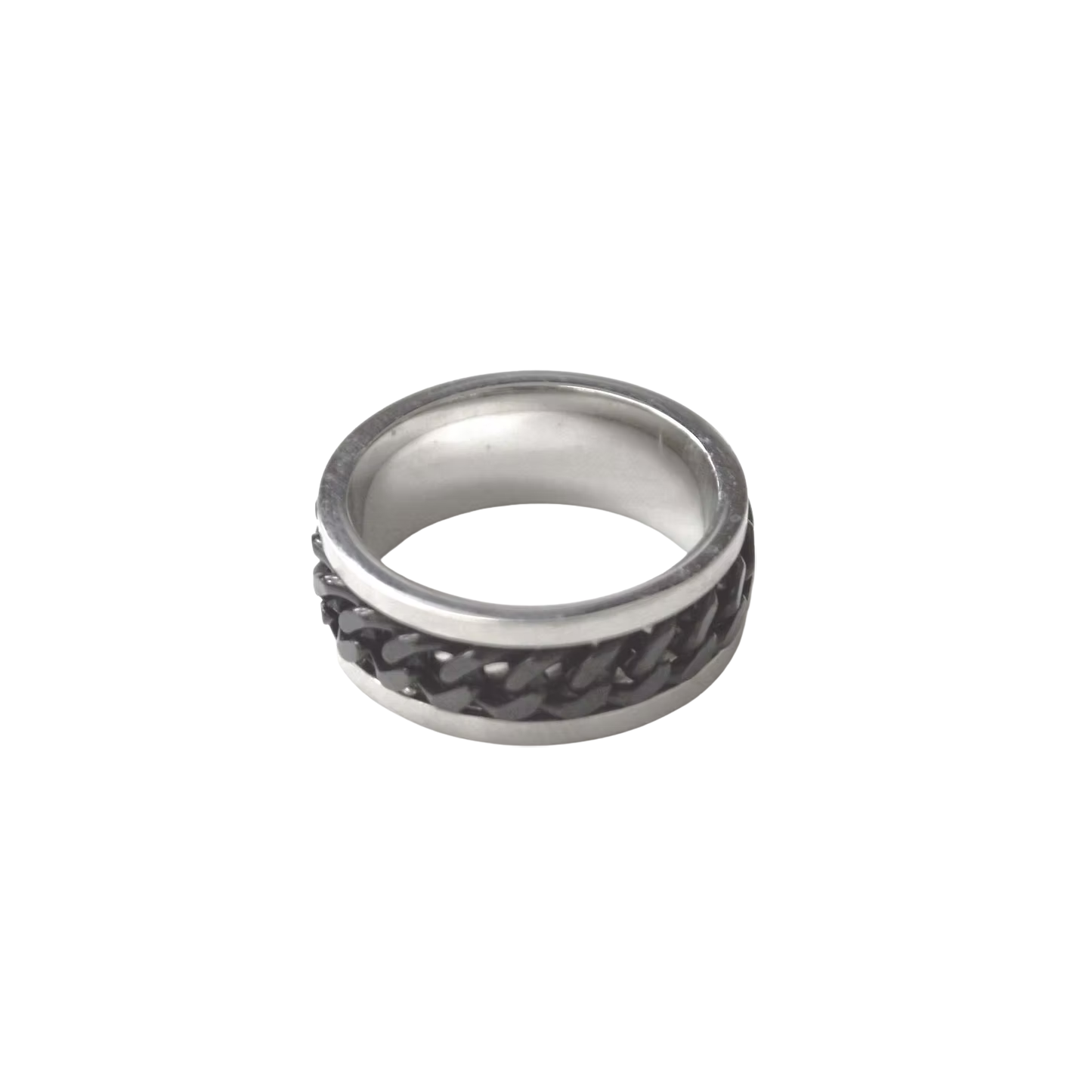 Black Chain Spinner Ring
