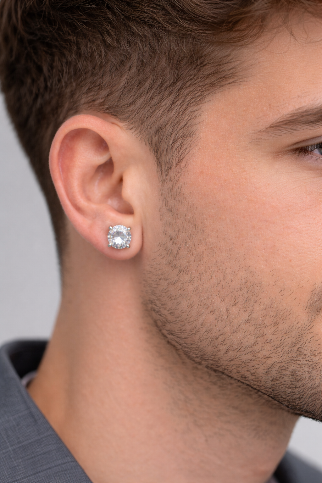 Round Diamond Sterling Silver Studs