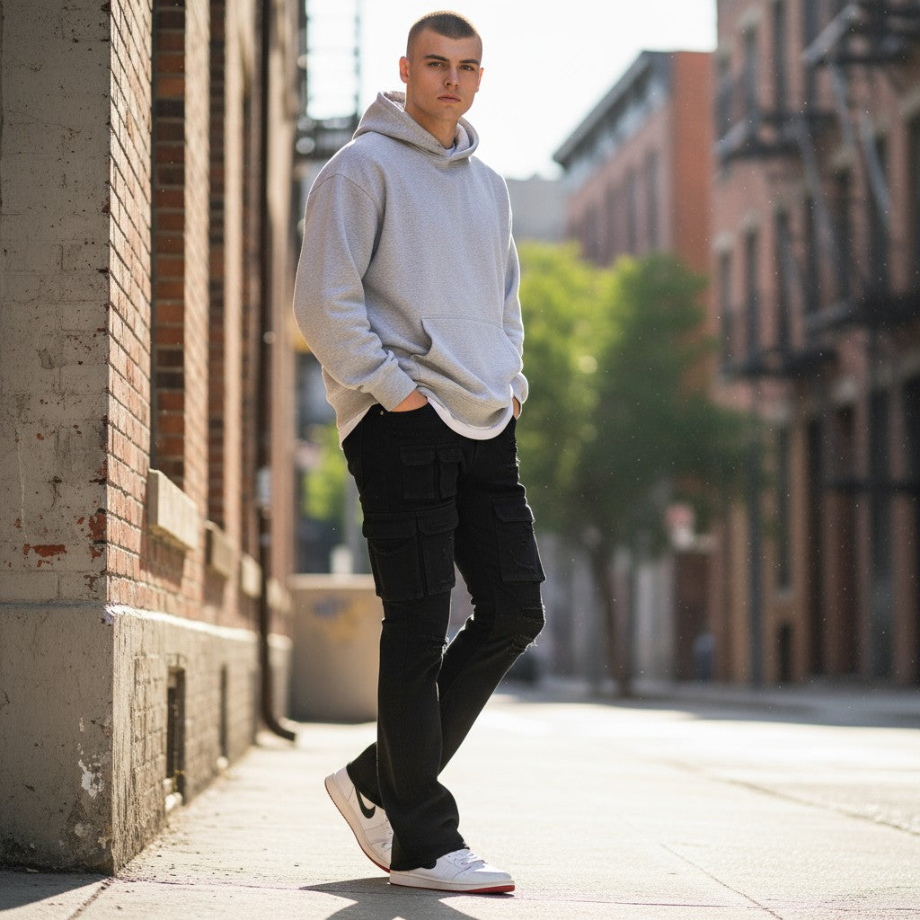 Cargo Stacked Distressed Pants