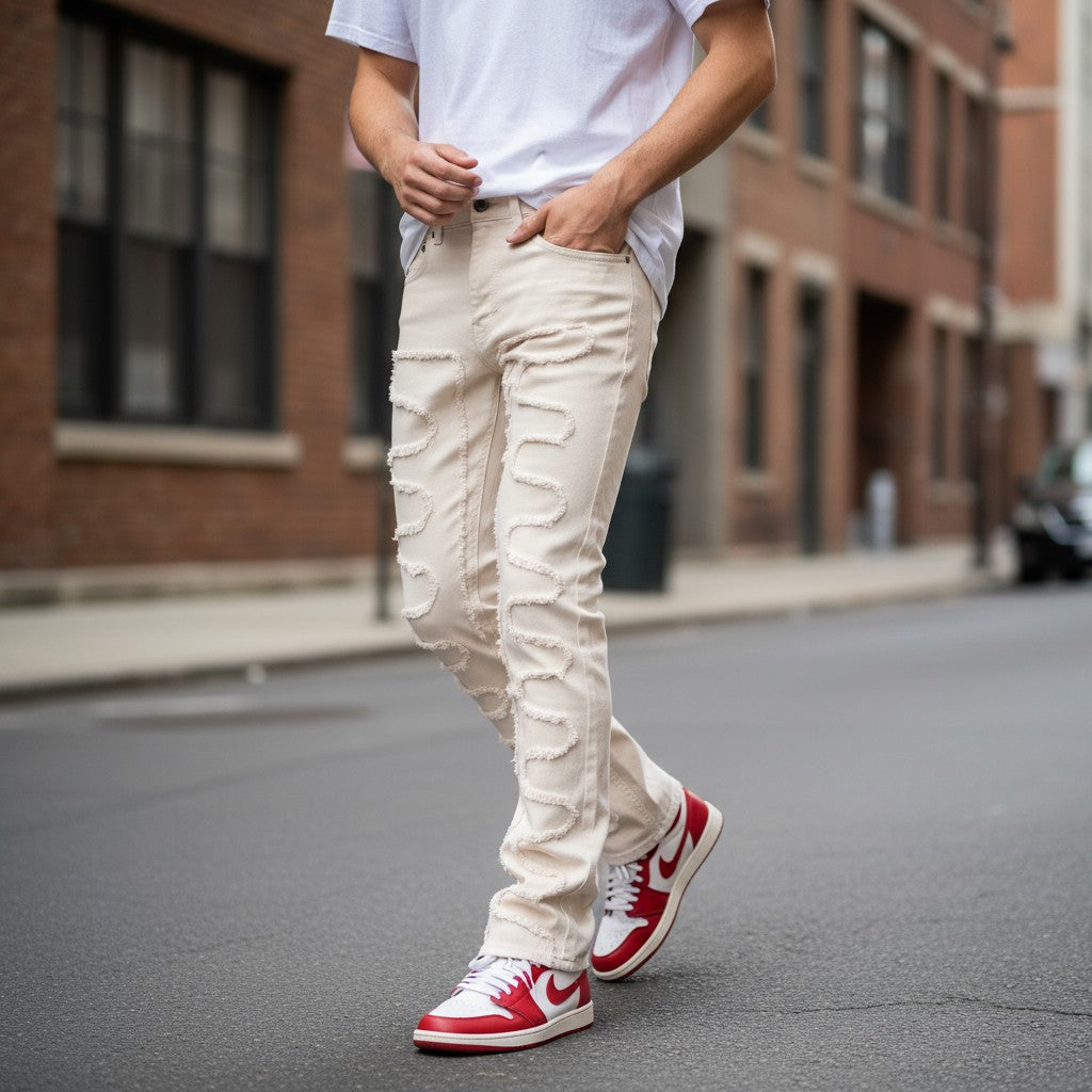 Stacked Distressed Mens Pants